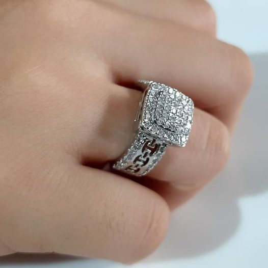 Diamond Ring, Rhodium Gold Plated